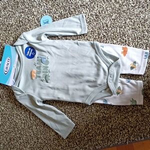 Kids Greco Dinosaur Print Outfit 3 Piece Set 6-9m Nwt - Green